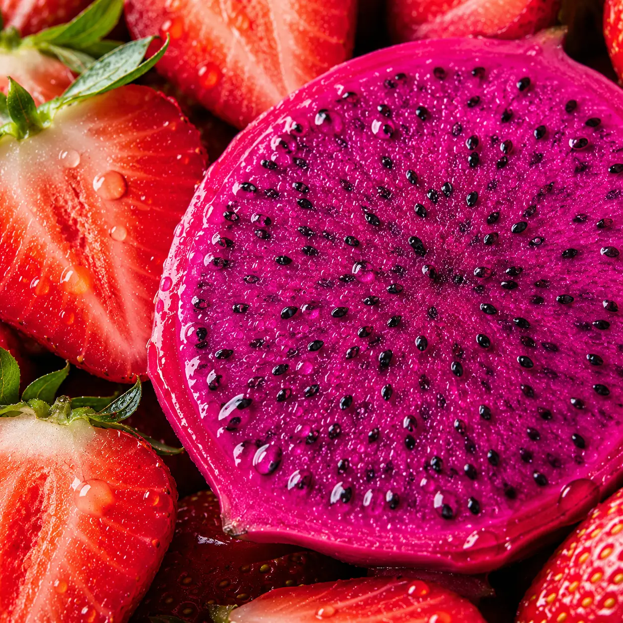 Strawberry and dragonfruit