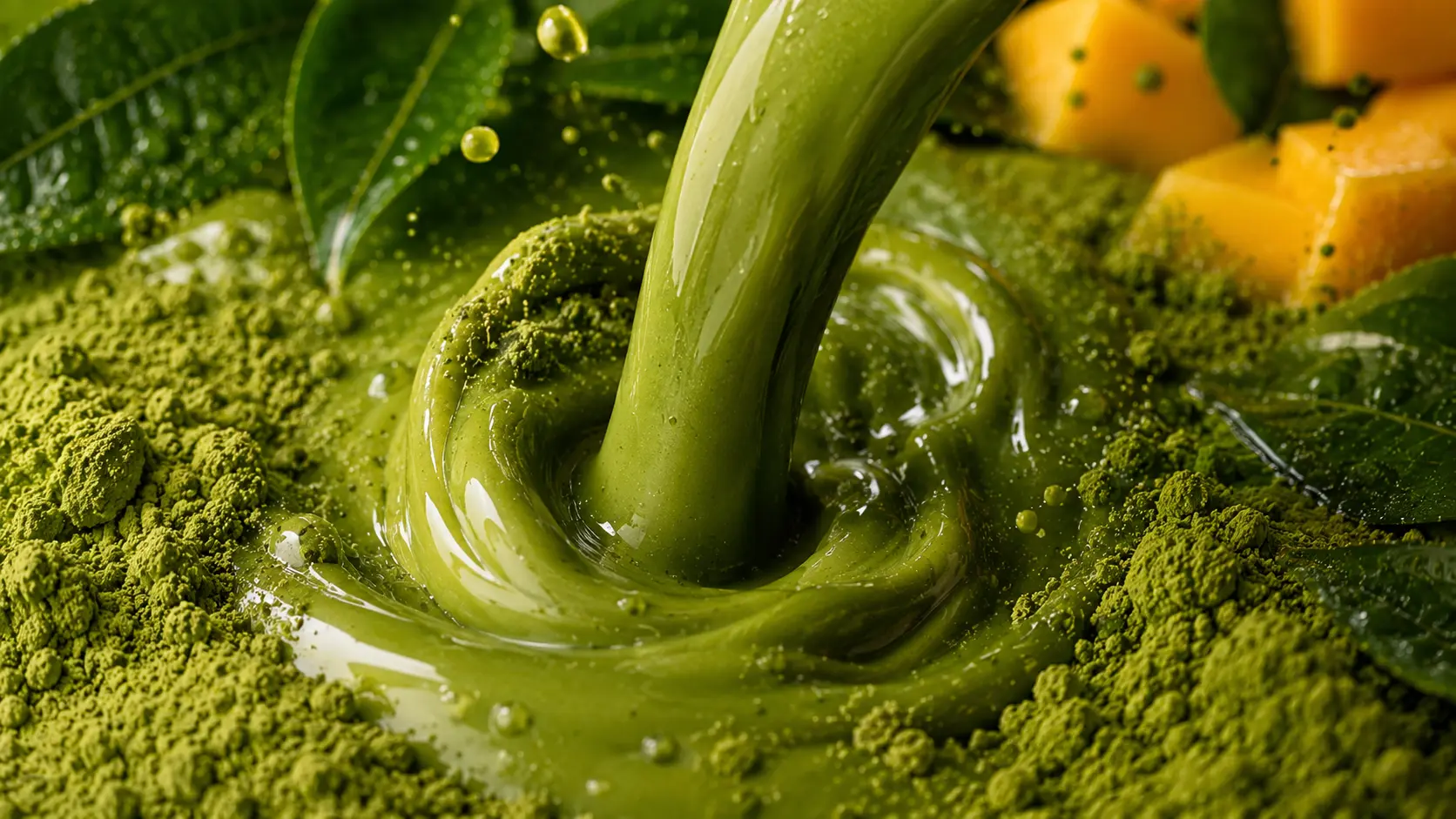 Stone-ground matcha and mango