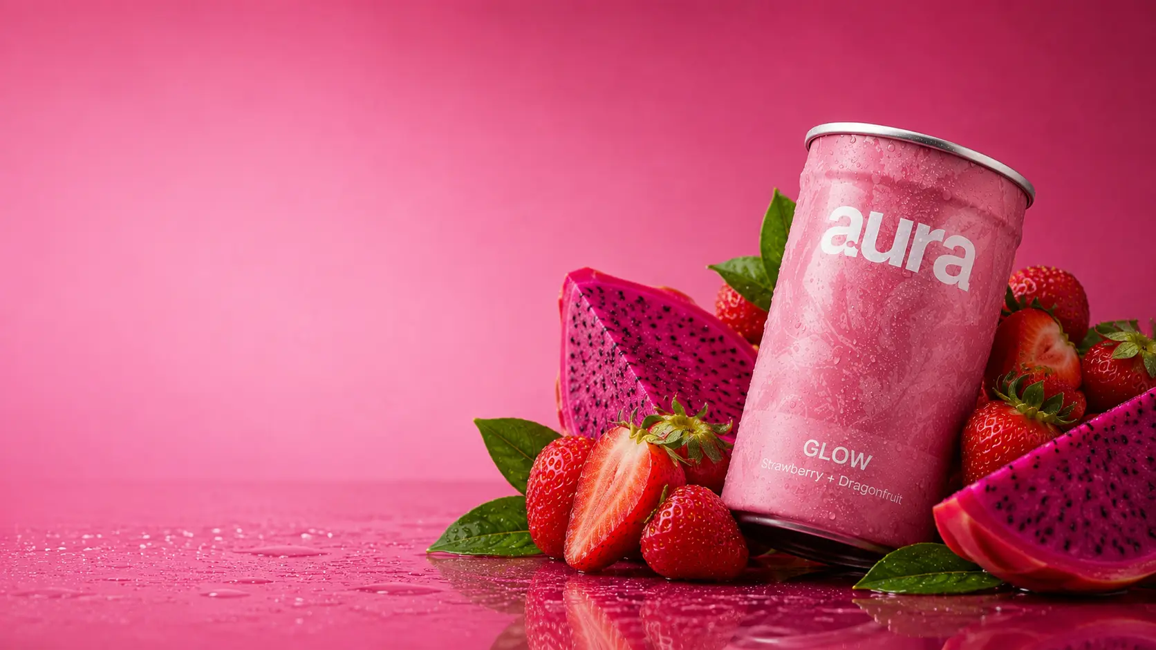 aura Glow. Strawberry and dragonfruit, blended fresh